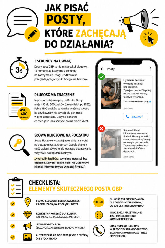 jak pisać posty Google Moja Firma