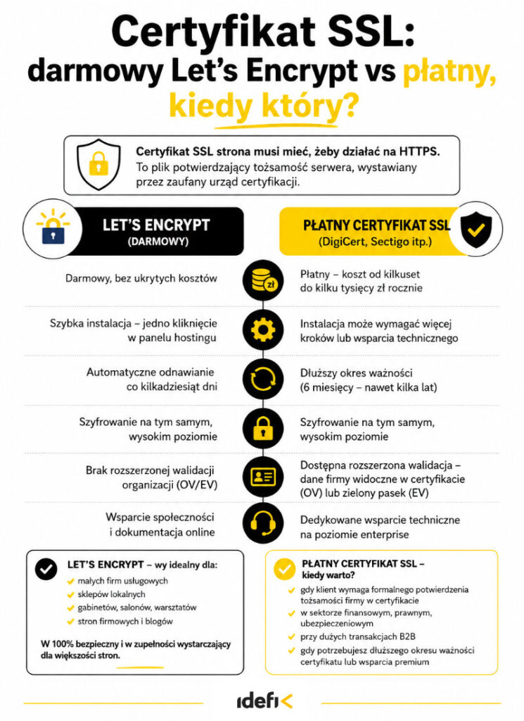 certyfikat ssl Let's Encrypt vs płatny
