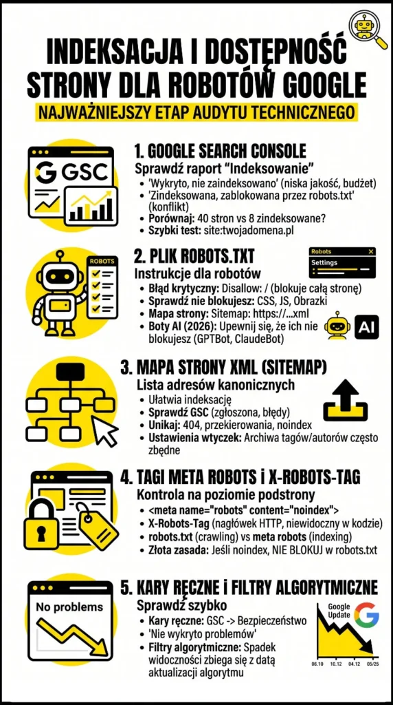 indeksacja i dostępność strony internetowej dla robotów Google